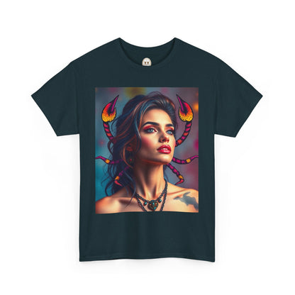 Unisex Heavy Cotton T-Shirt, Scorpio, Zodiac v2, Sexy Art