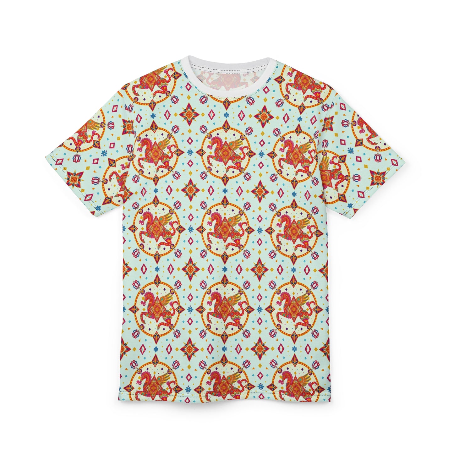 Unisex Cut & Sew T-Shirt, (AOP) Aquarius, Zodiac v2, Jewels Pattern