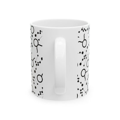 Ceramic Mug, (11oz, 15oz), Ceramic Coffee Mug, AOP, Constellation & Symbol, Taurus Zodiac Design