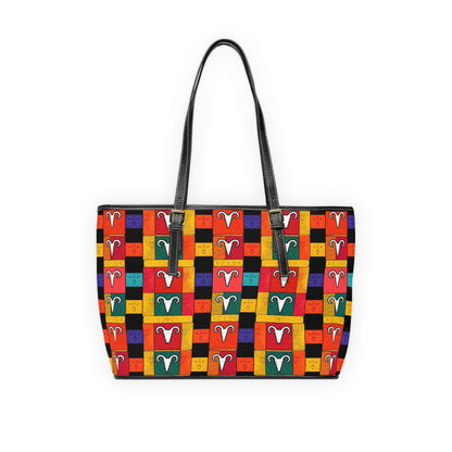 Leather Shoulder Bag, Aries, Zodiac v1, Shapes Pattern