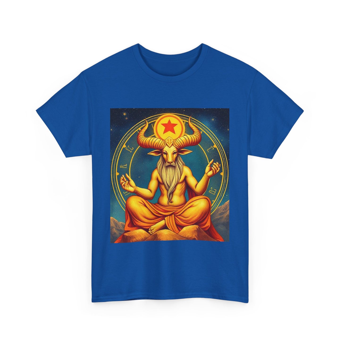 Unisex Heavy Cotton T-Shirt, Meditating Bull, Taurus Zodiac Design