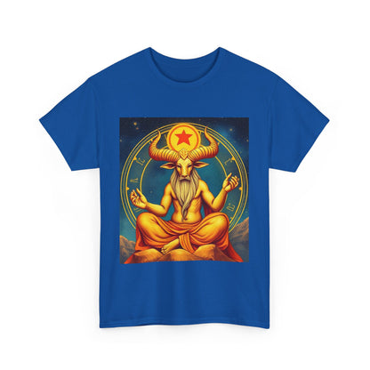 Unisex Heavy Cotton T-Shirt, Meditating Bull, Taurus Zodiac Design