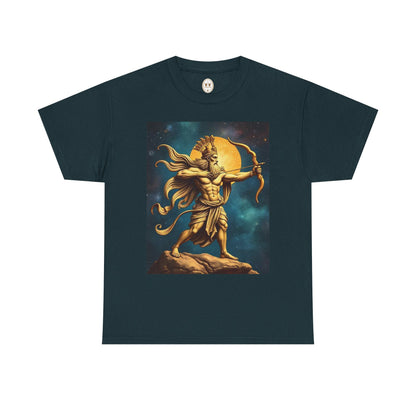 Unisex Heavy Cotton T-Shirt, Midnight Arrow v1, Sagittarius Zodiac Design