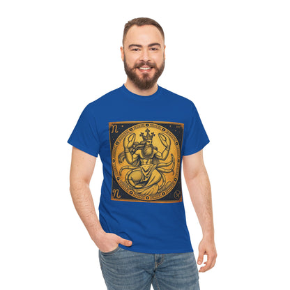 Unisex Heavy Cotton T-Shirt, Crab King, Cancer Zodiac Design