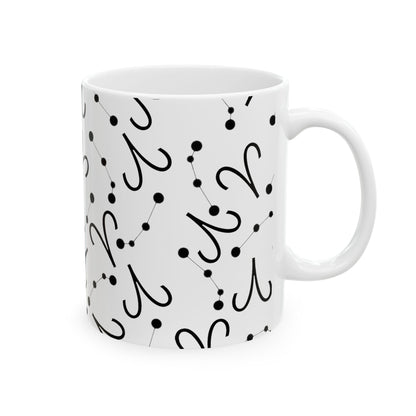 Ceramic Mug, (11oz, 15oz), Ceramic Coffee Mug, AOP, Constellation & Symbol, Aries Zodiac Design