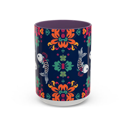 Accent Coffee Mug, Pisces, Zodiac. Flower Pattern, (11, 15oz)