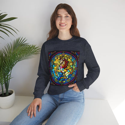 Unisex Heavy Blend™ Crewneck Sweatshirt, Glass, Capricorn Zodiac Design