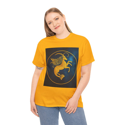Unisex Heavy Cotton T-Shirt, Capricorn Animal v3, Symbol, Zodiac Design