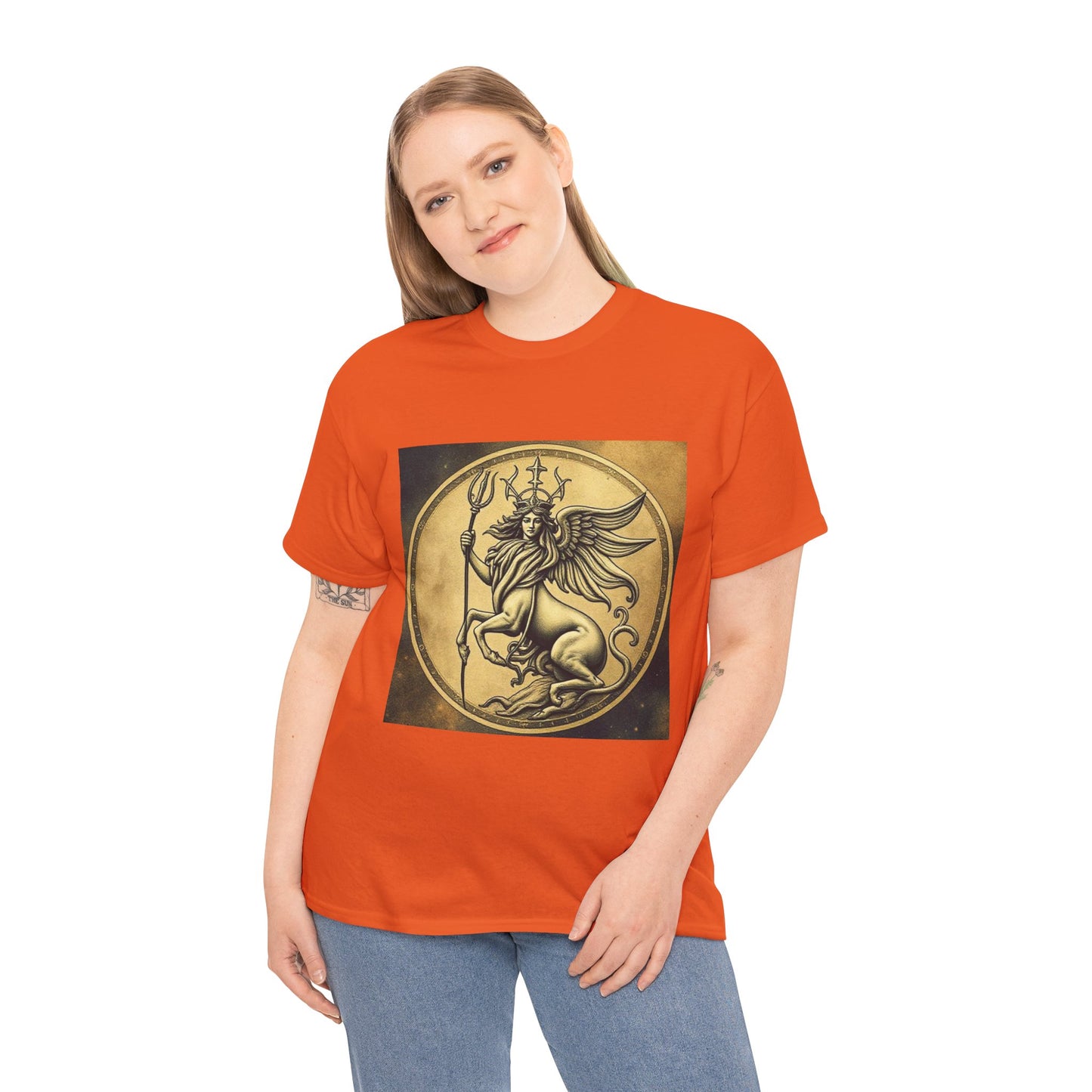 Unisex Heavy Cotton T-Shirt, Angel Animal, Virgo Zodiac Design