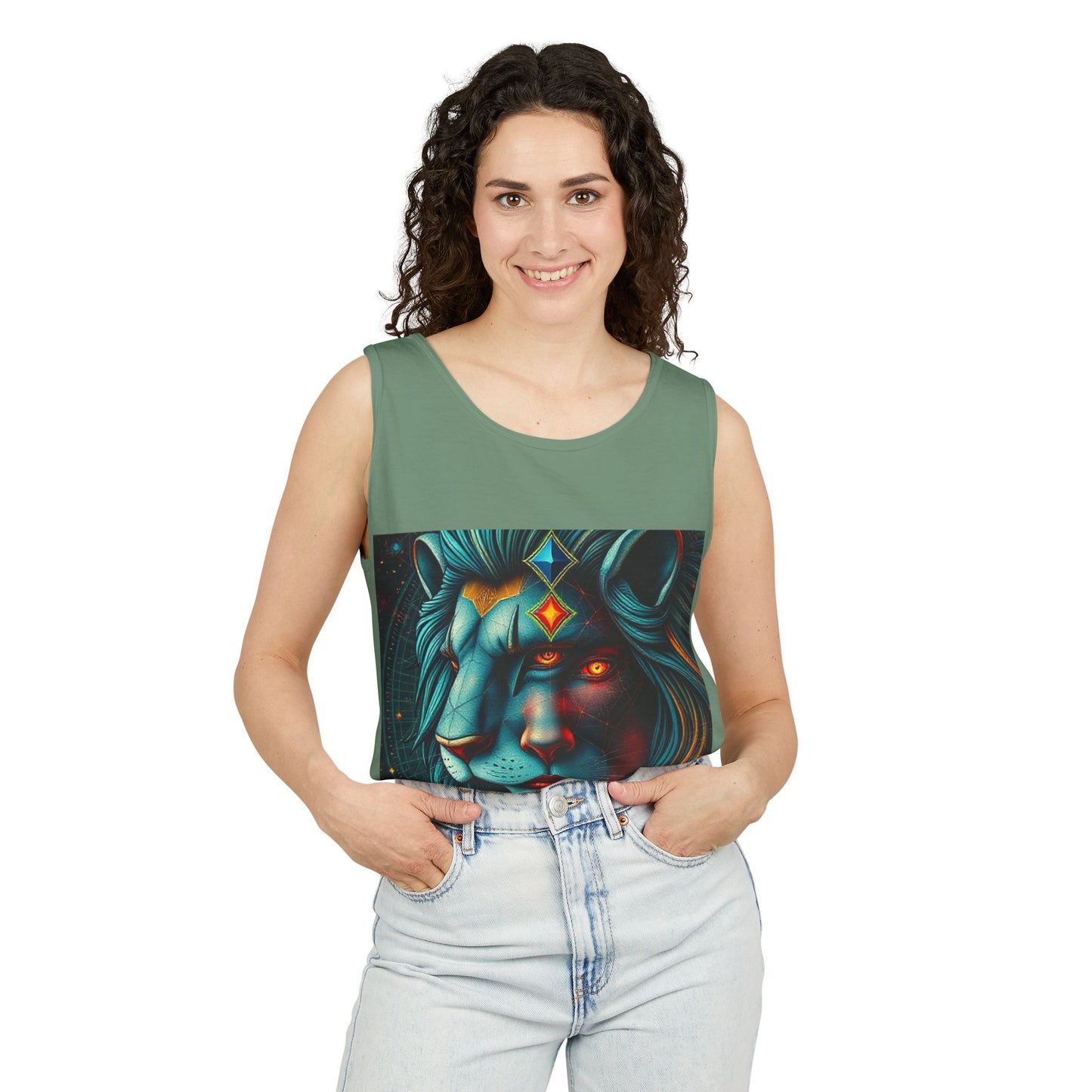 Unisex Garment-Dyed, Tank Top, Leo, Pop Art, 100% US cotton
