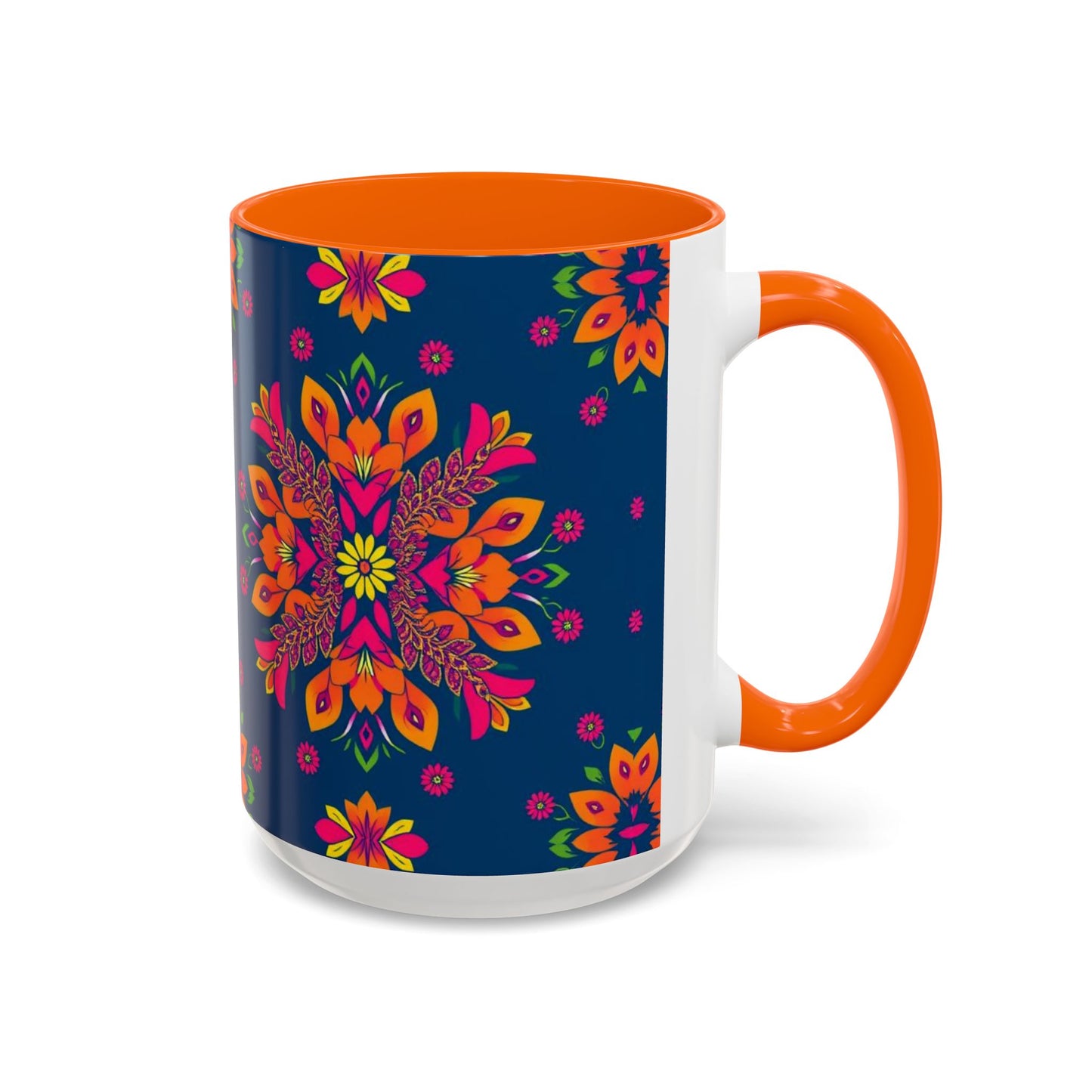 Accent Coffee Mug, Gemini, Zodiac v2, Flower Pattern, (11, 15oz)