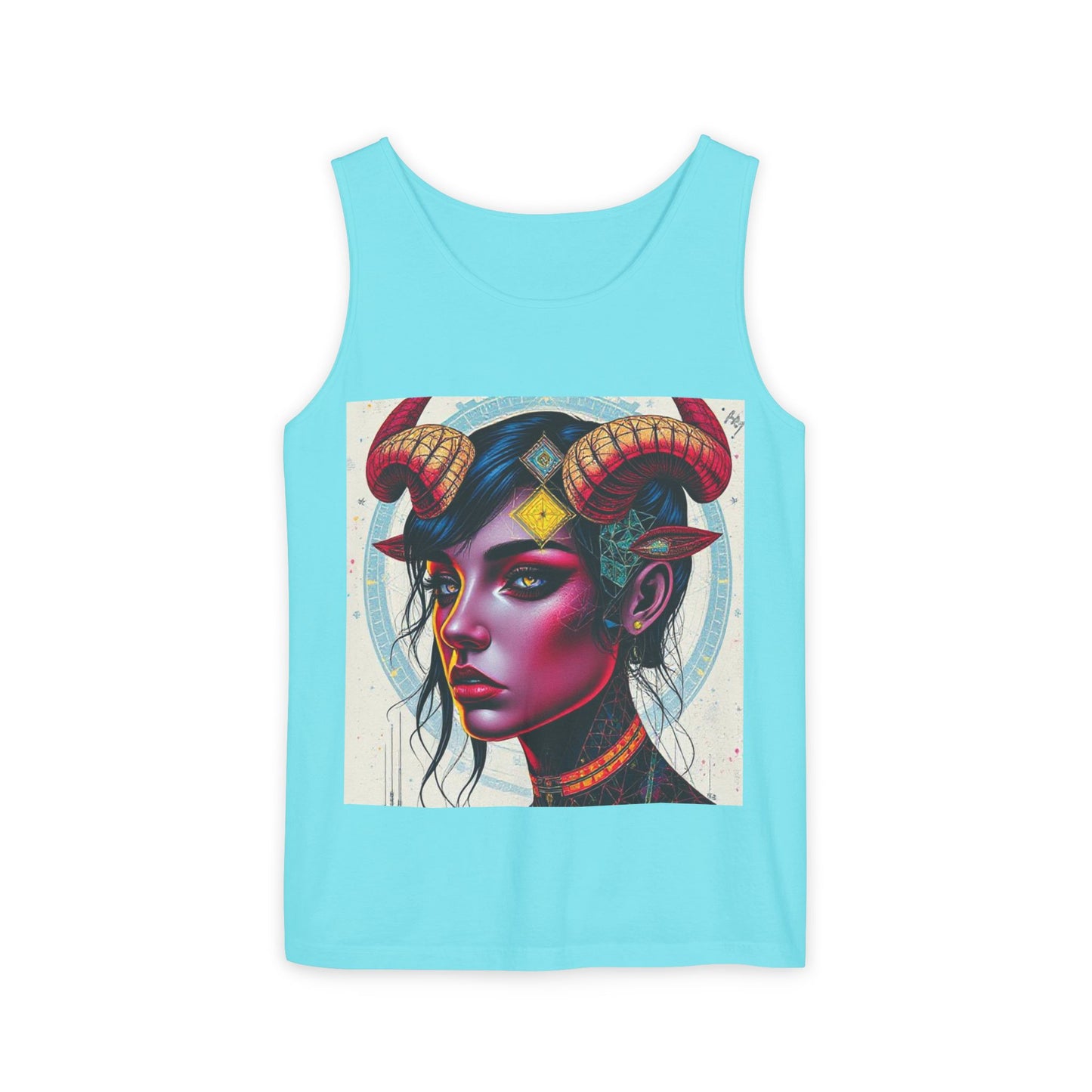 Unisex Garment-Dyed, Tank Top, Taurus Design, Pop Art v2, 100% US cotton