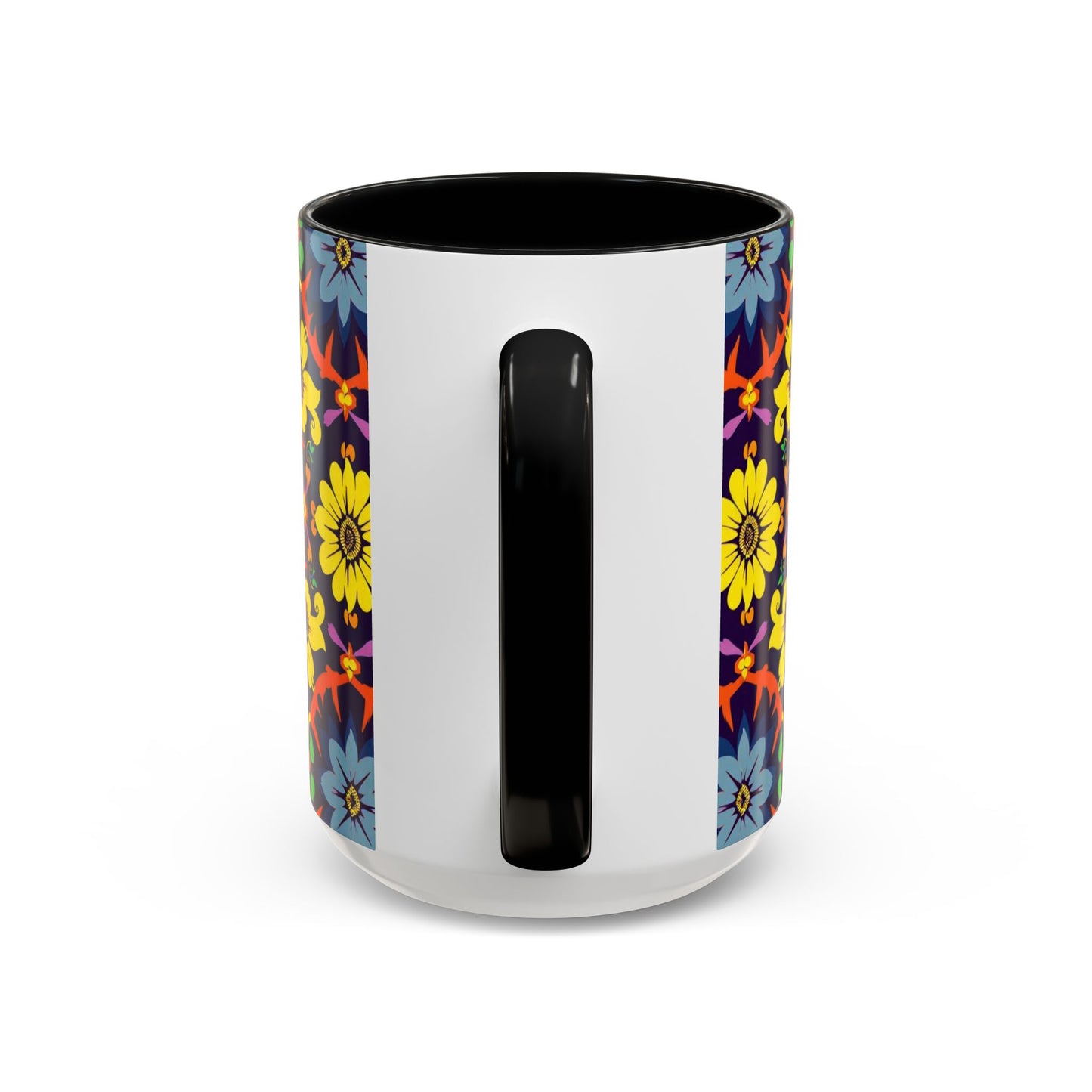 Accent Coffee Mug, Aquarius, Zodiac v1, Flower Pattern, (11, 15oz)