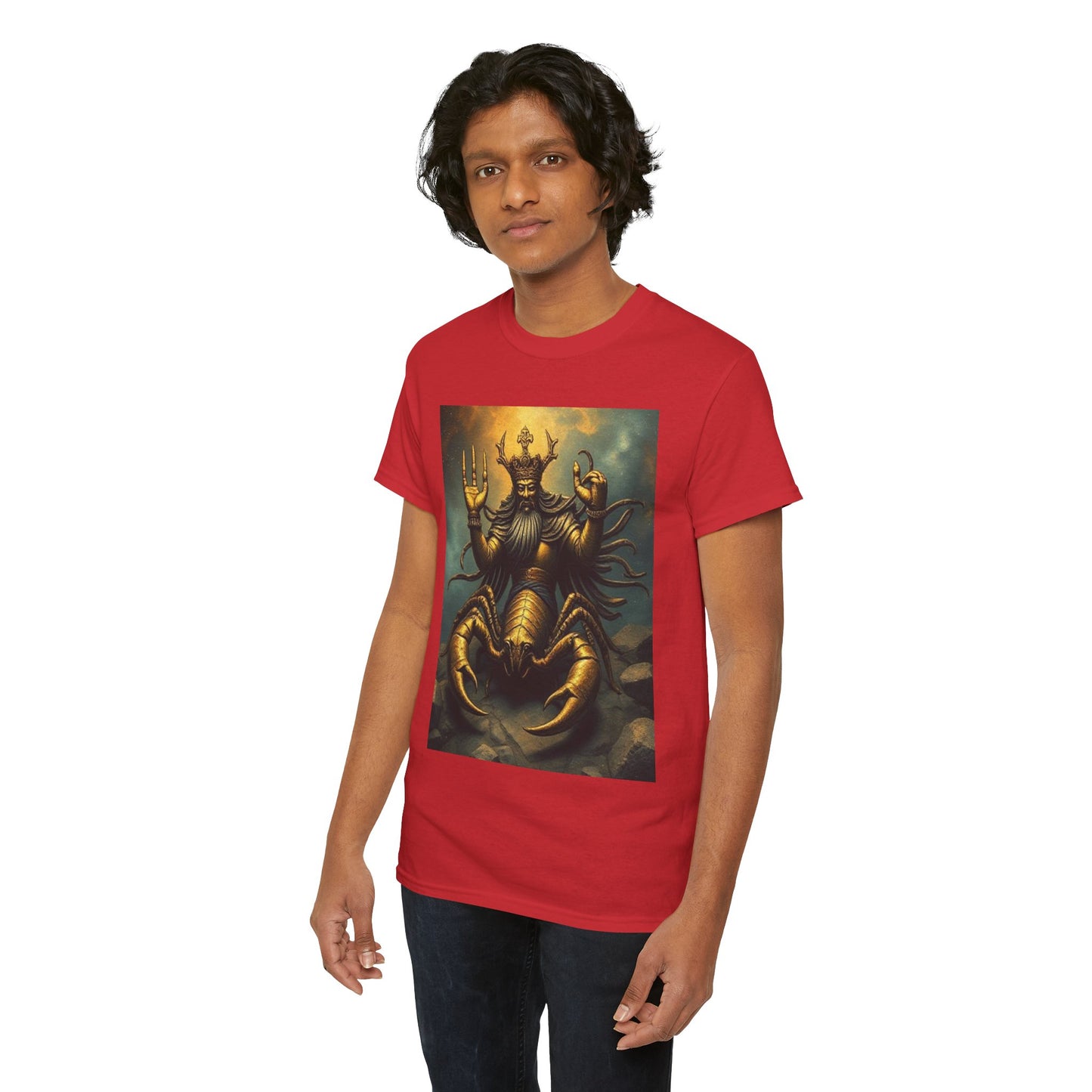 Unisex Heavy Cotton T-Shirt, Desert Scorpio King, Zodiac Design