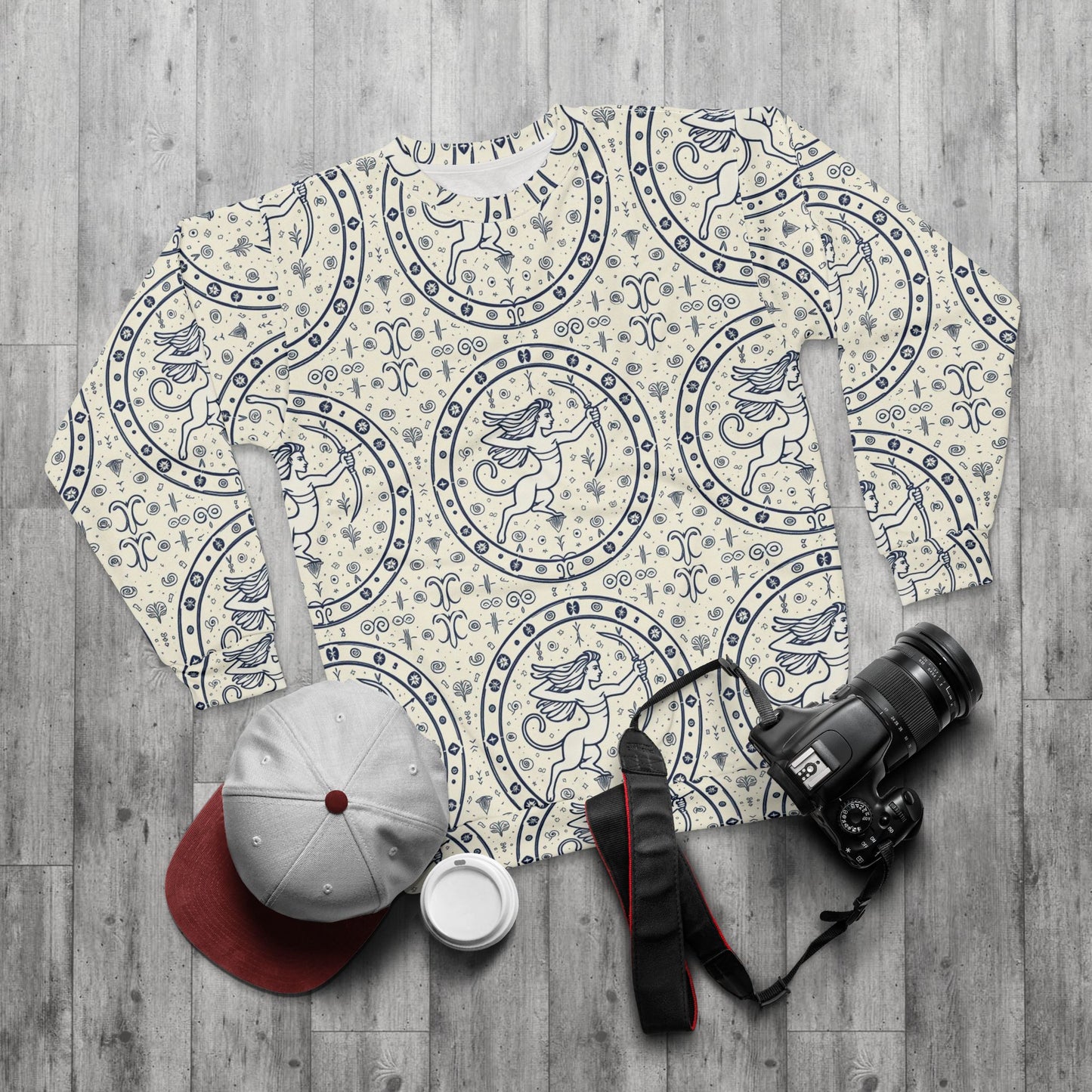 Unisex Sweatshirt, Zodiac Design, Pattern v1, Sagittarius, AOP