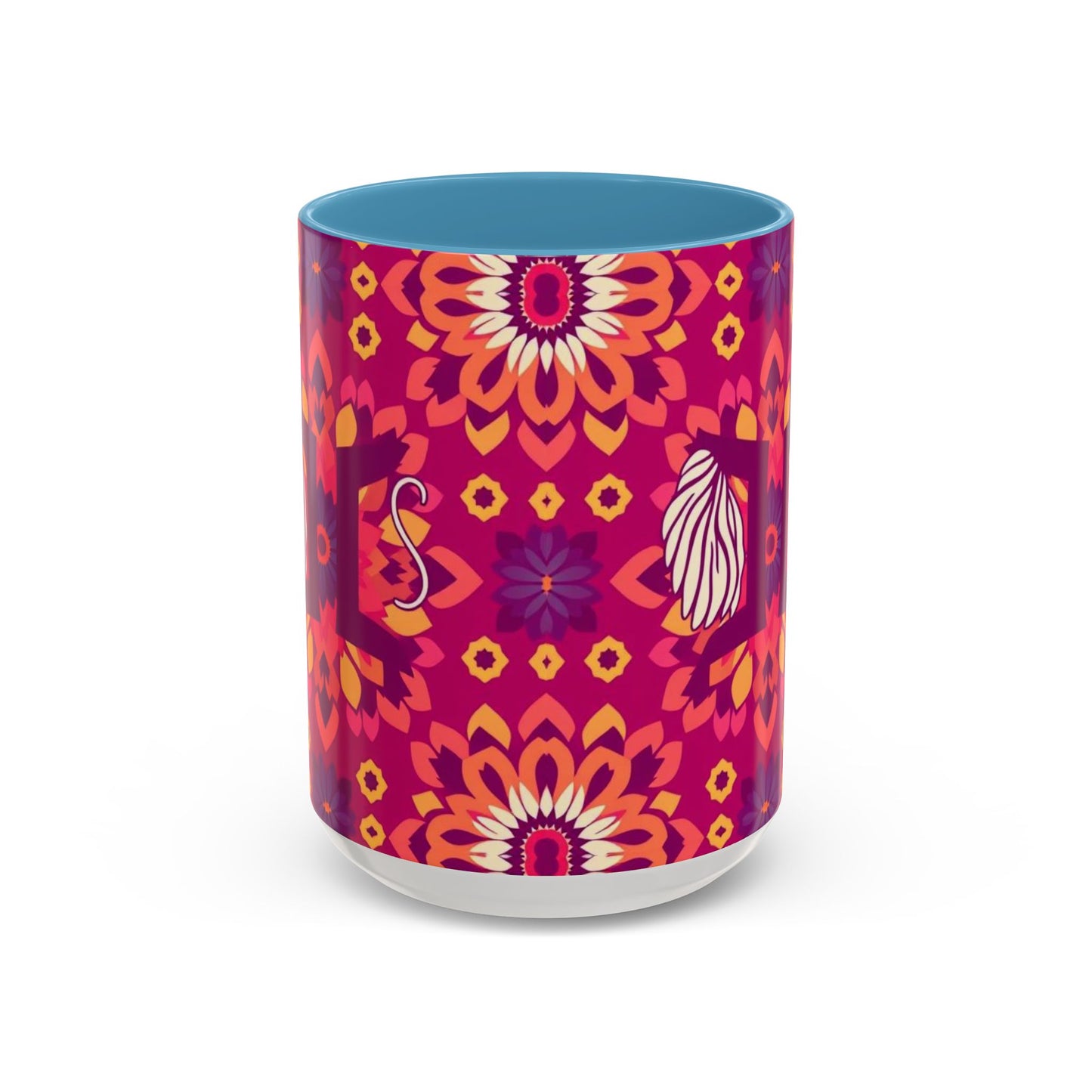 Accent Coffee Mug, Gemini, Zodiac v1, Flower Pattern, (11, 15oz)