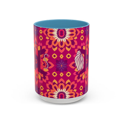 Accent Coffee Mug, Gemini, Zodiac v1, Flower Pattern, (11, 15oz)