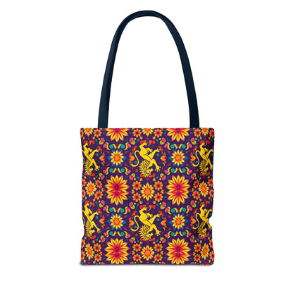 Tote Bag, (AOP), Leo, Zodiac v6, Flower Pattern