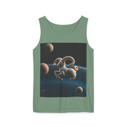 Unisex Garment-Dyed, Tank Top, Aries Design, Planet Animal v1, 100% US cotton