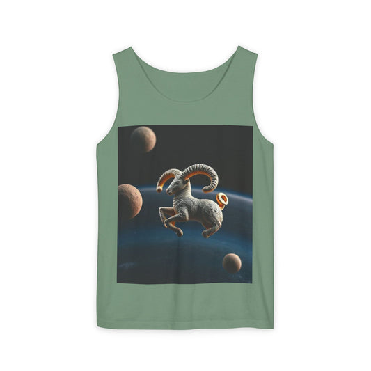 Unisex Garment-Dyed, Tank Top, Aries Design, Planet Animal v1, 100% US cotton