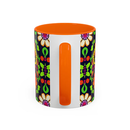 Accent Coffee Mug, Aries, Zodiac v2, Flower Pattern, (11, 15oz)