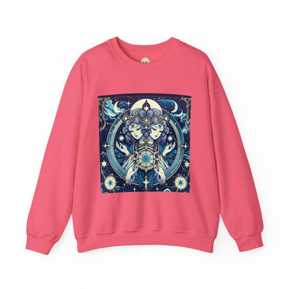 Unisex Heavy Blend™ Crewneck Sweatshirt,Twin Body, Gemini Zodiac Design