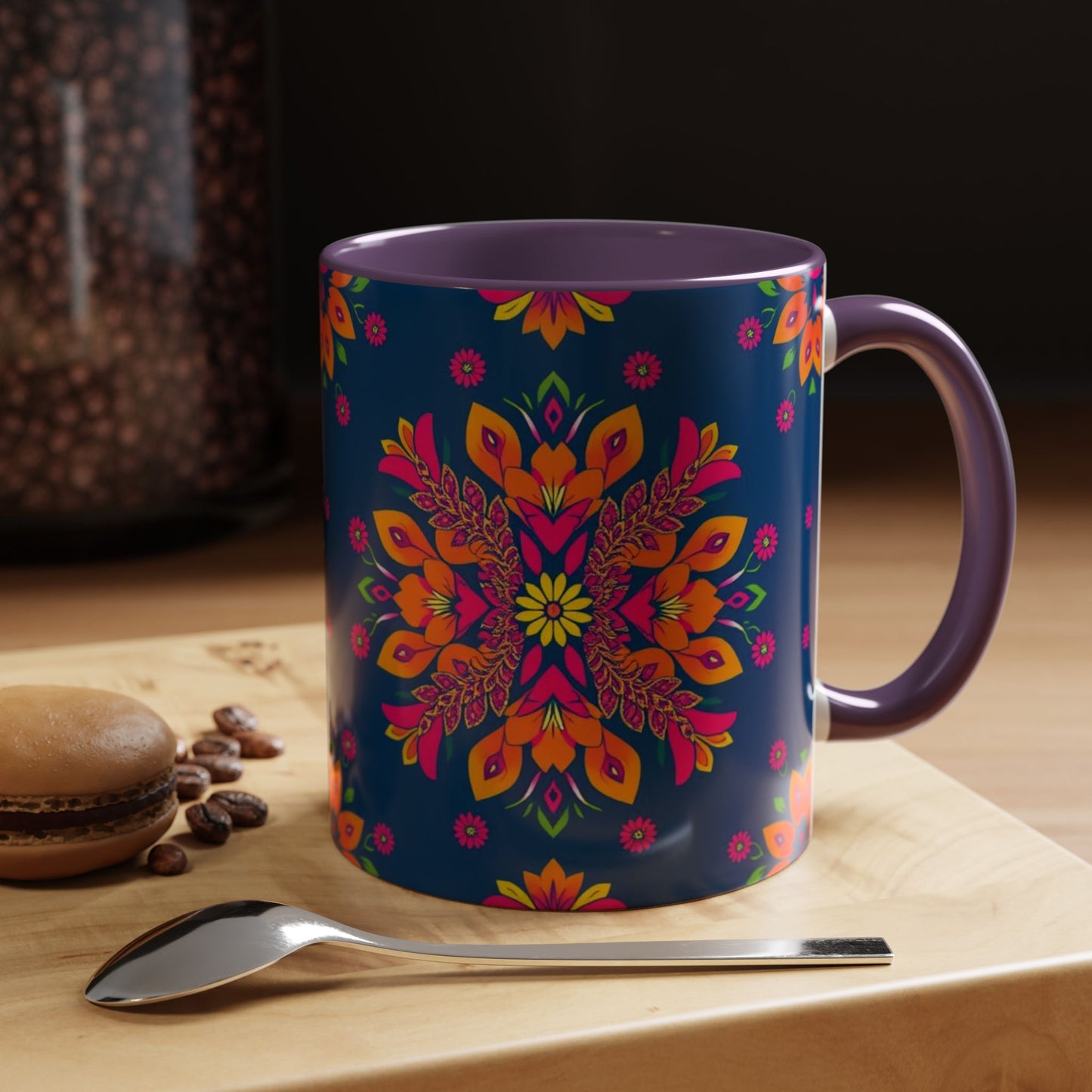 Accent Coffee Mug, Gemini, Zodiac v2, Flower Pattern, (11, 15oz)