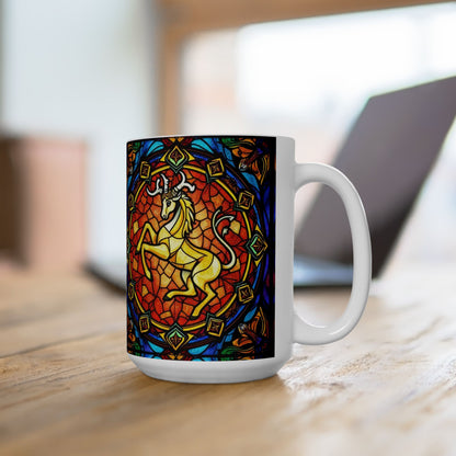 Ceramic Mug, (11oz, 15oz), Ceramic Coffee Mug, AOP, Glass Design, Capricorn Zodiac