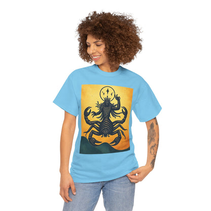 Unisex Heavy Cotton T-Shirt, Scorpion King, Print Art v1, Scorpio Zodiac Design