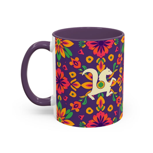 Accent Coffee Mug, Aquarius, Zodiac v2, Flower Pattern, (11, 15oz)