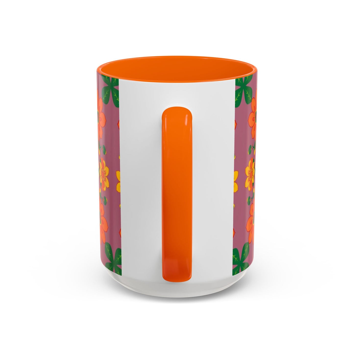 Accent Coffee Mug, Aries, Zodiac v1, Flower Pattern, (11, 15oz)