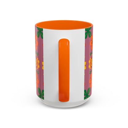 Accent Coffee Mug, Aries, Zodiac v1, Flower Pattern, (11, 15oz)