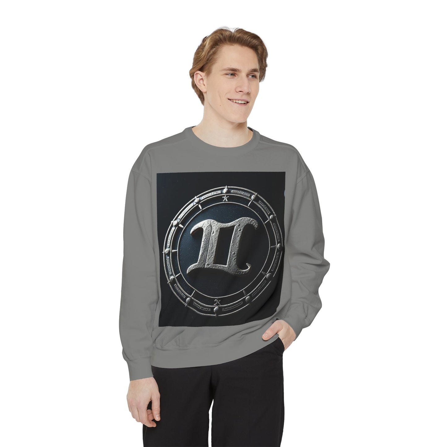 Garment-Dyed Sweatshirt, Unisex, Space Symbol Design v1, Gemini