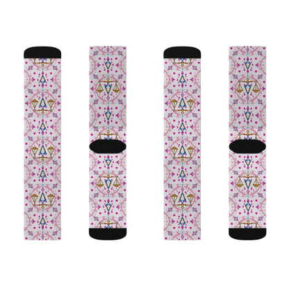 Sublimation Socks, Libra, Zodiac, Jewel Pattern