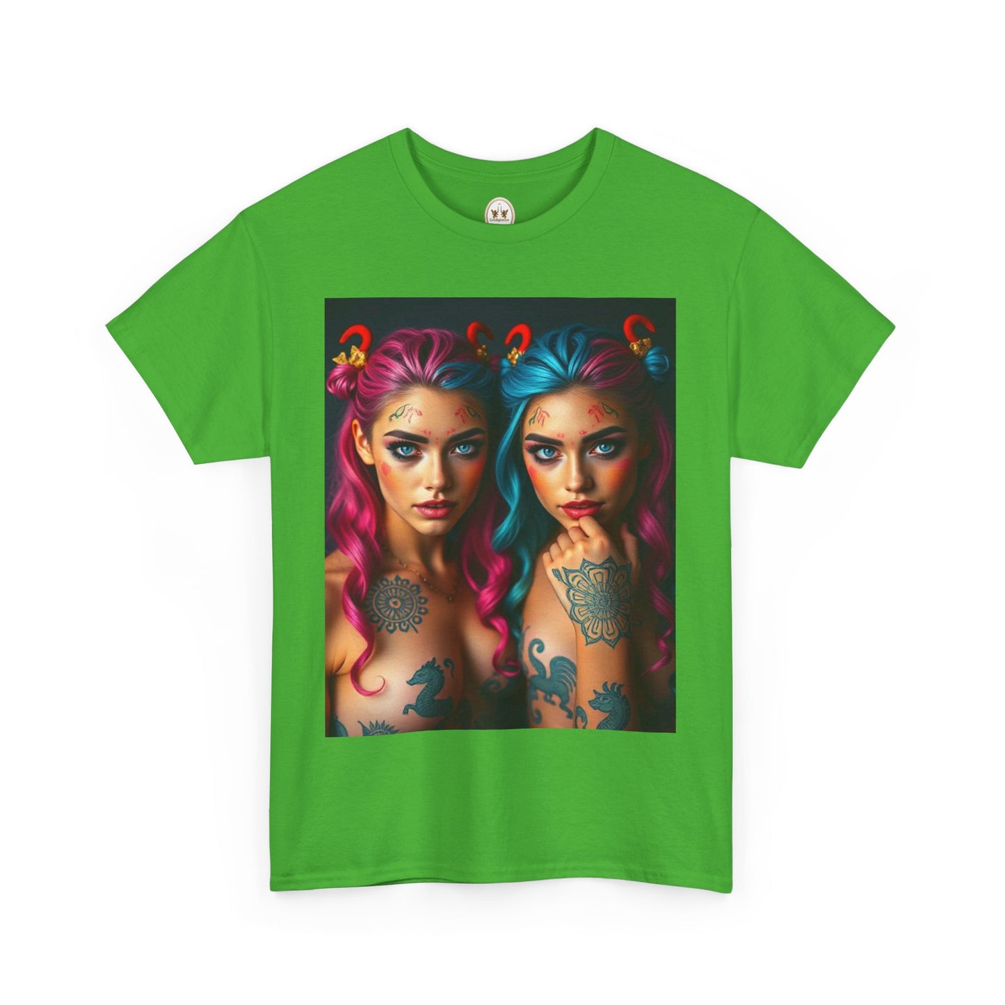 Unisex Heavy Cotton T-Shirt, Gemini, Zodiac v1, Sexy Art