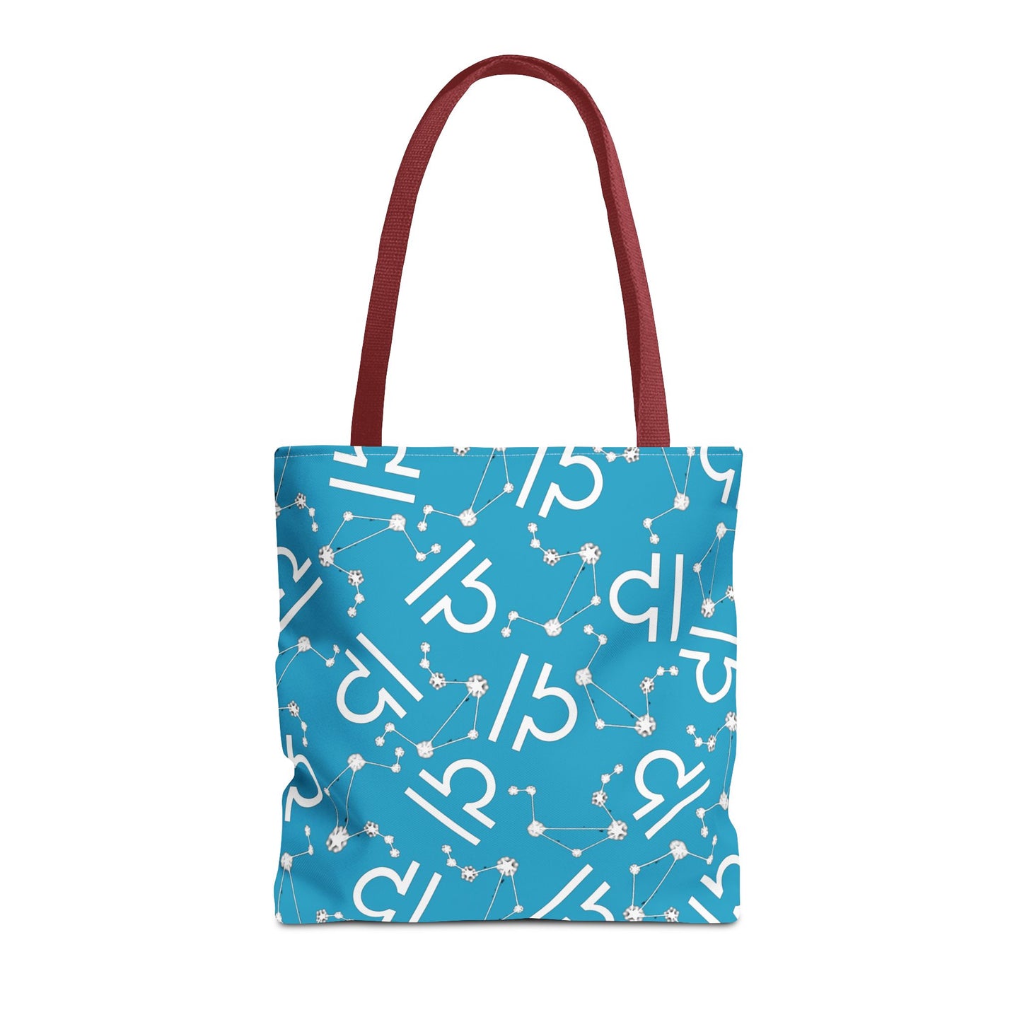 Tote Bag, Libra Zodiac Sign, AOP, (Turquoise, White)