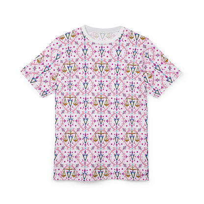 Unisex Cut & Sew T-Shirt, (AOP), Libra, Zodiac v4, Jewels Pattern