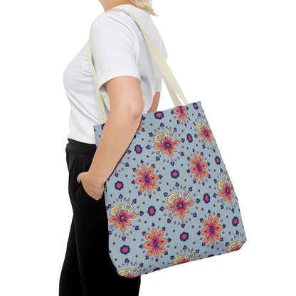 Tote Bag, (AOP), Sagittarius, Zodiac v1, Flower Pattern