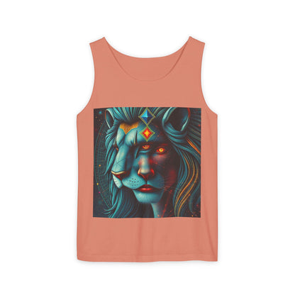 Unisex Garment-Dyed, Tank Top, Leo, Pop Art, 100% US cotton