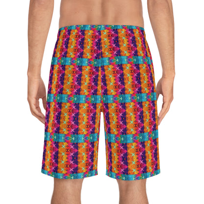 Men's Board Shorts, (AOP), Pisces, Zodiac, Shape Pattern
