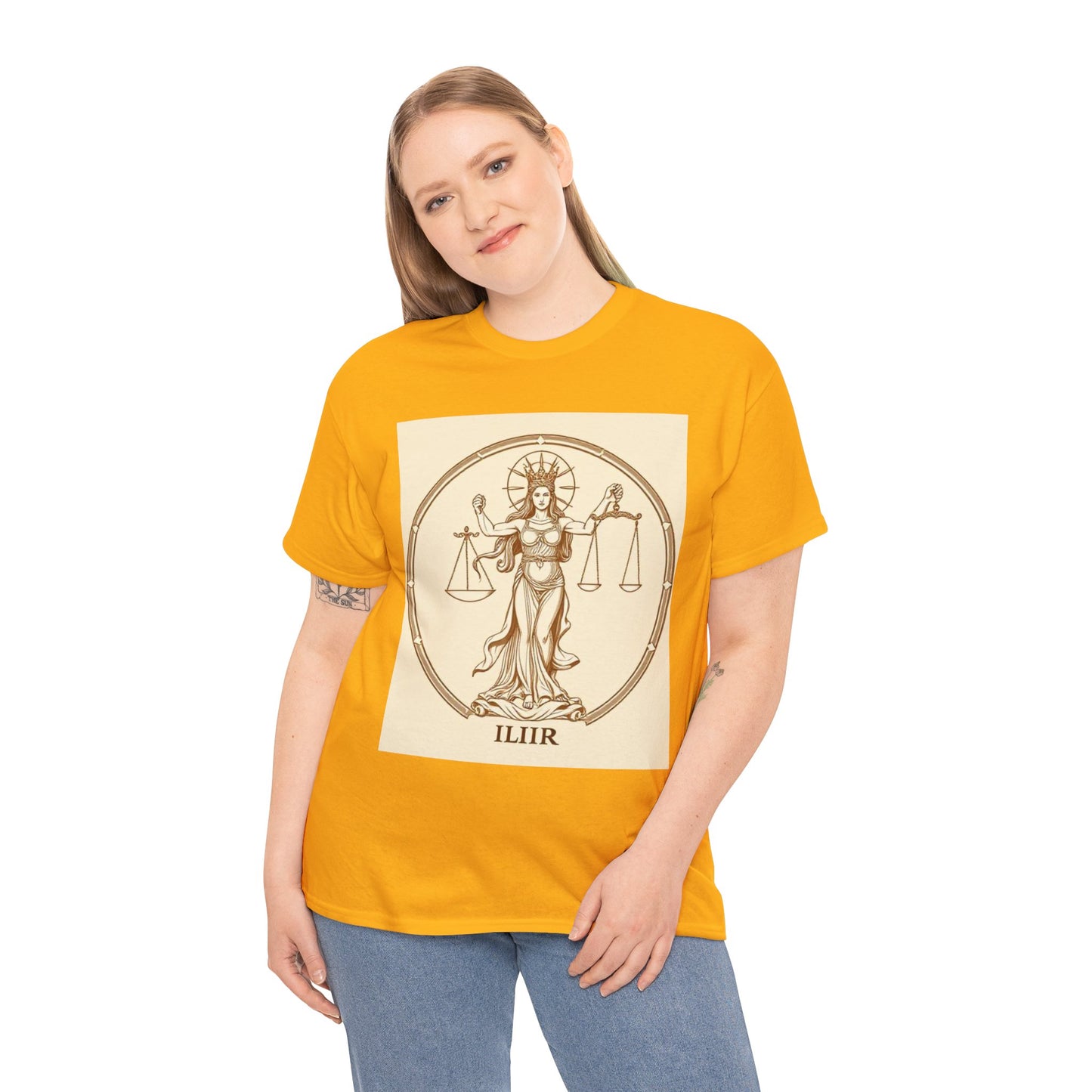 Unisex Heavy Cotton T-Shirt, Libra Goddess v1, Zodiac Design