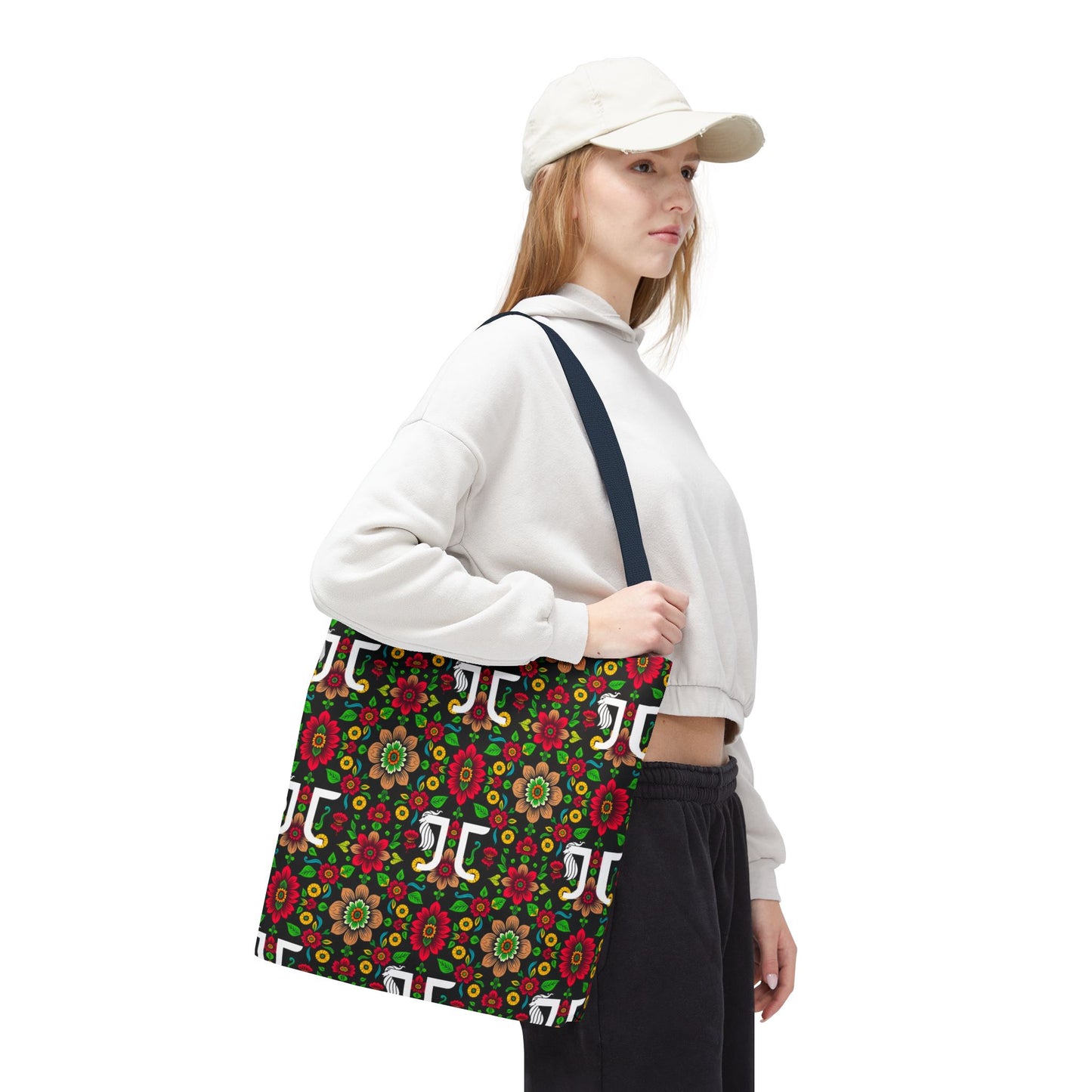 Tote Bag, (AOP), Gemini, Zodiac, Flower Pattern