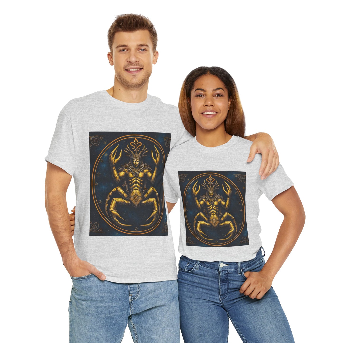 Unisex Heavy Cotton T-Shirt, Scorpion King 1v, Cancer Zodiac Design