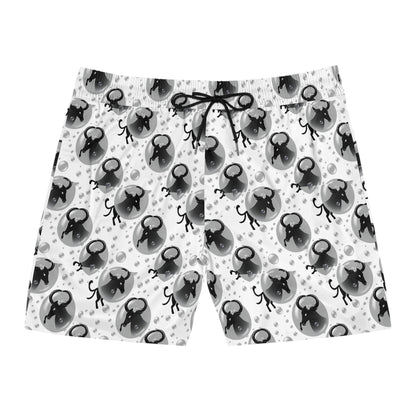 Men's Mid-Length Swim Shorts, (AOP), Taurus, Zodiac v2, Bubble Pattern