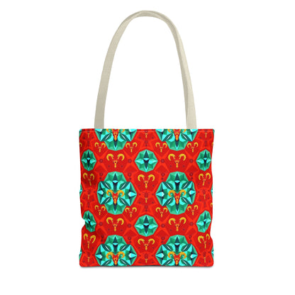 Tote Bag (AOP), Aries, Zodiac v1, Jewel Pattern