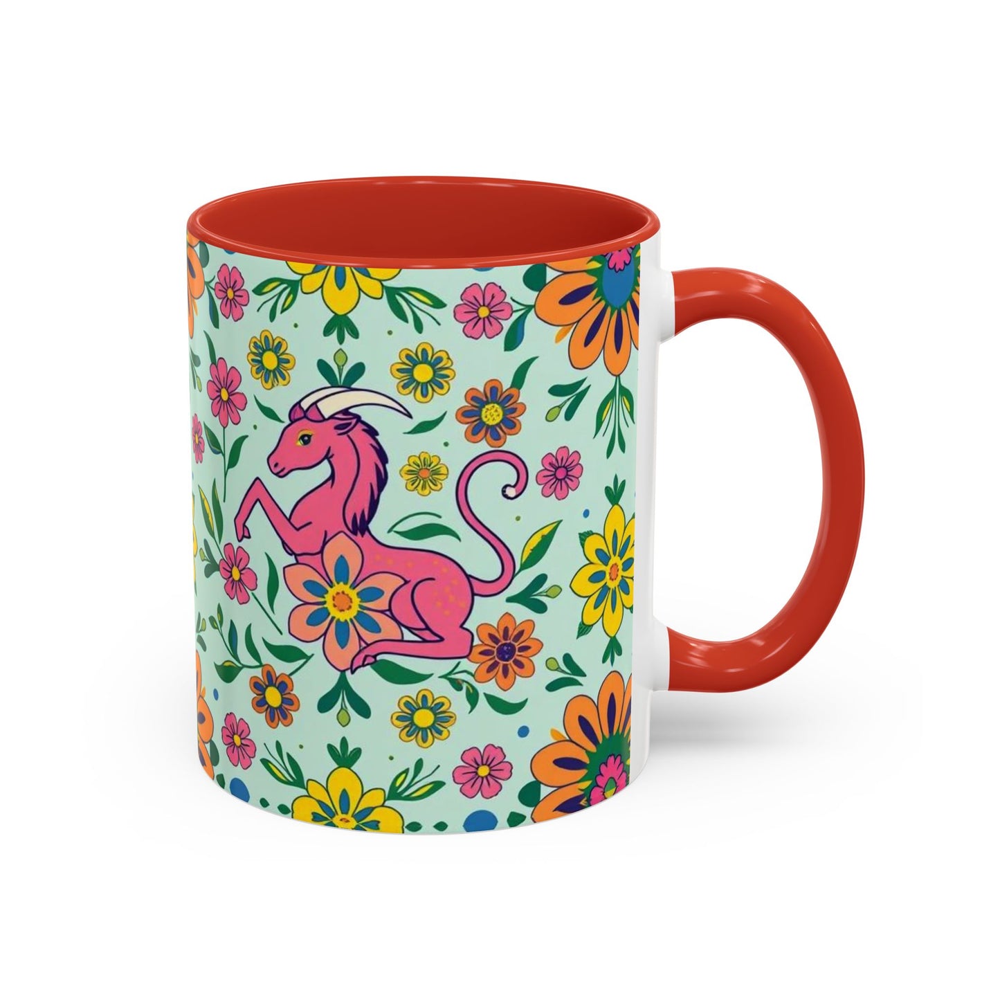 Accent Coffee Mug, Aquarius, Zodiac, Flower Pattern, (11, 15oz)
