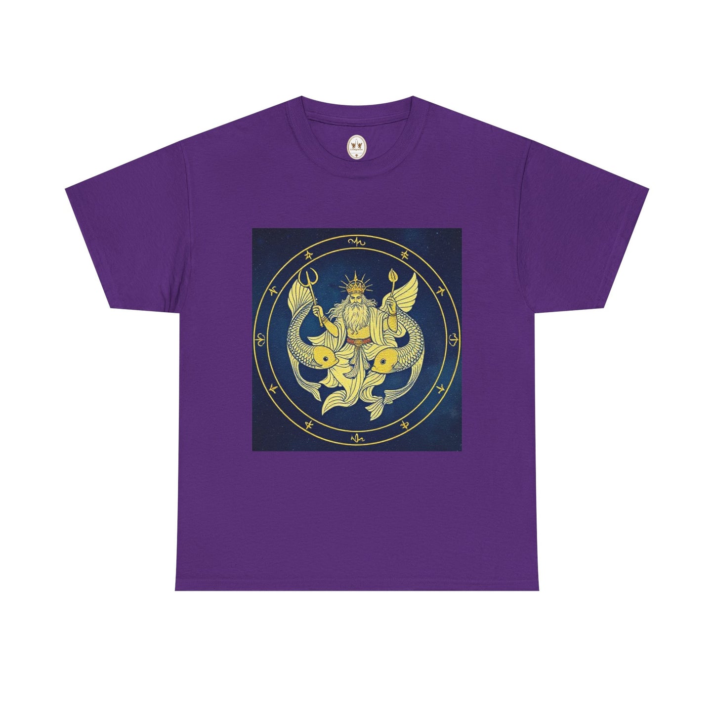 Unisex Heavy Cotton T-Shirt, King of Pisces, Zodiac Design