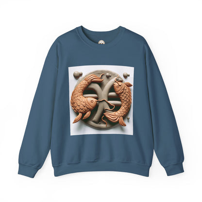 Unisex Heavy Blend™ Crewneck Sweatshirt,Two Fishes  Pisces Zodiac Design