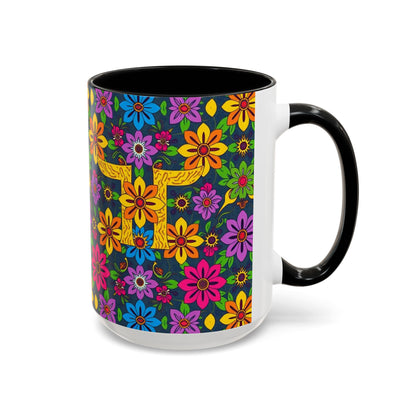 Accent Coffee Mug, Gemini, Zodiac v3, Flower Pattern, (11, 15oz)