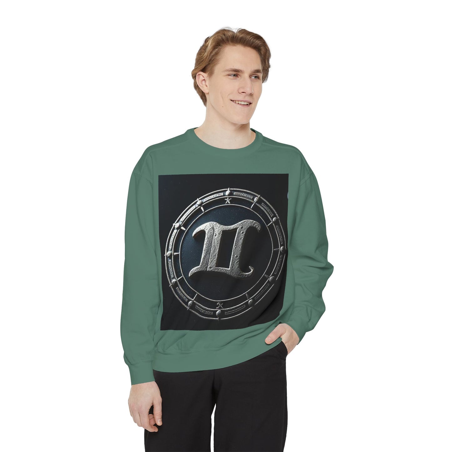 Garment-Dyed Sweatshirt, Unisex, Space Symbol Design v1, Gemini